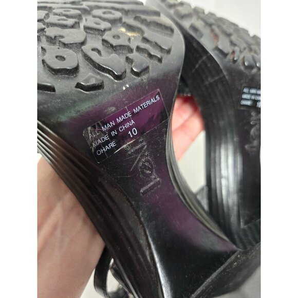 Vintage 90s L.e.i. Black Chunky Platform High Heels size 10 - Picture 10 of 13